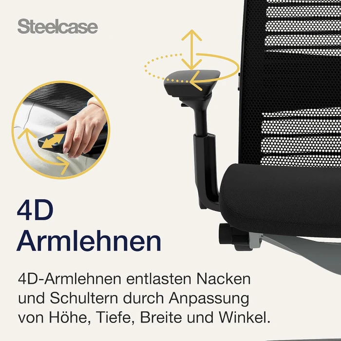 Steelcase Think Bürostuhl mit Armlehnen, schwarz