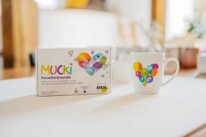 Kreul Mucki Porzellan-Fingerfarbe, 7 Farben, 50ml, 7er-Set