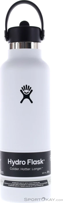 Hydro Flask Standard Mouth Flex Straw Cap Isolierflasche 621ml weiß