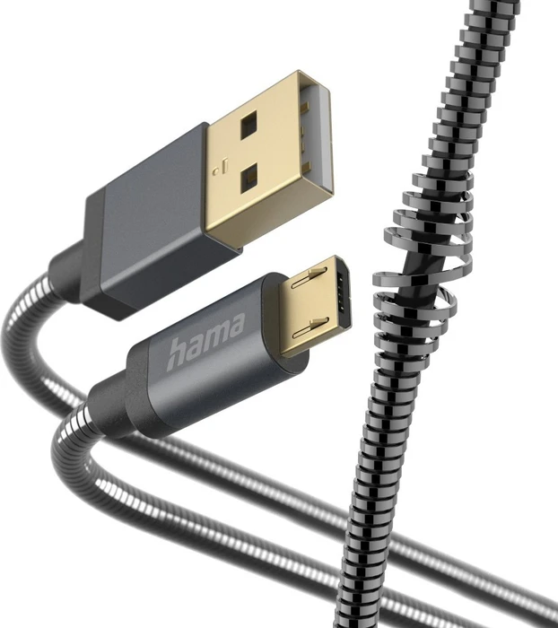 Hama Ladekabel Metall USB-A/Micro-USB 1.5m Metallmantel anthrazit