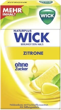 Wick Zitrone & natürliches Menthol Halsbonbons ohne Zucker, 46g