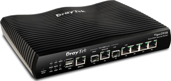 DrayTek Vigor 2928 Desktop Gigabit Router, 6x RJ-45, 2x SFP+