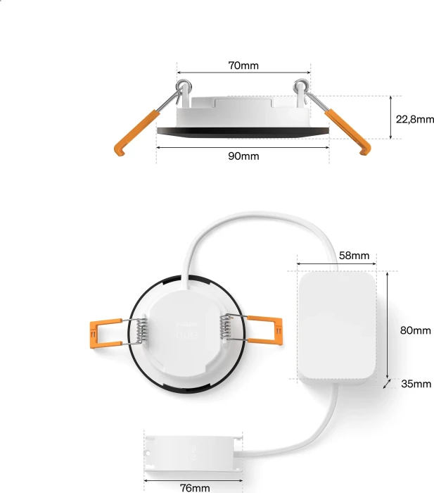 Philips Hue White and Color Ambiance Slim Einbauleuchte 90mm schwarz