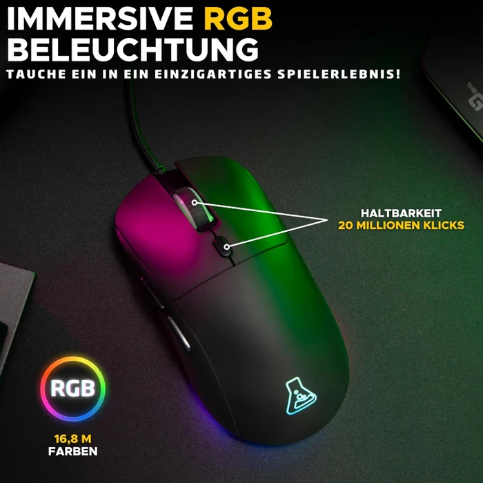 The G-Lab Kult Cobalt Gaming Mouse, schwarz, USB