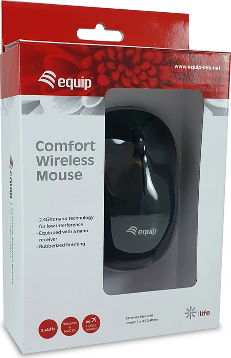 Equip Comfort Wireless Mouse schwarz, USB