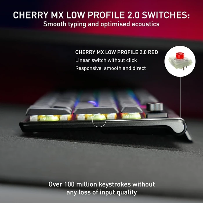 Cherry MX 10.1 Wireless, schwarz, MX LOW PROFILE 2.0 RED, USB/Bluetooth, ND