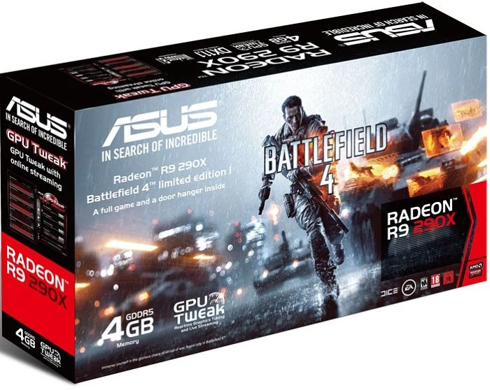 ASUS Radeon R9 290X, Radeon R9 290X, 4GB GDDR5, 2x DVI, HDMI, DP
