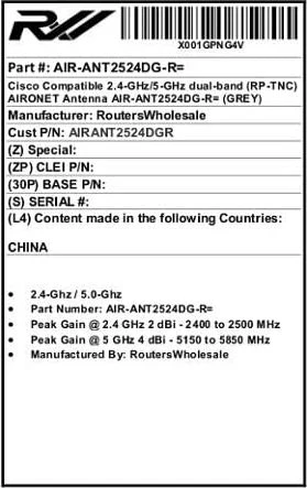 Cisco Aironet Dual Band Antenne, 5GHz/2.4GHz, 2-4dBi, RP-TNC, omnidirektional, grau