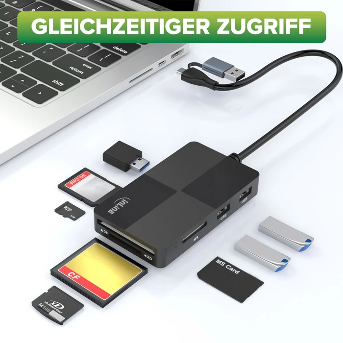 InLine Multi Cardreader Hub, USB-C 3.0/USB-A 3.0 [Stecker]
