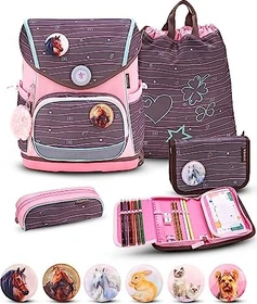 Belmil Premium Compact Cherry Blossom Schultaschen-Set, 5-tlg.
