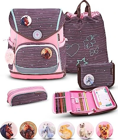 Belmil Premium Compact Cherry Blossom Schultaschen-Set, 5-tlg.
