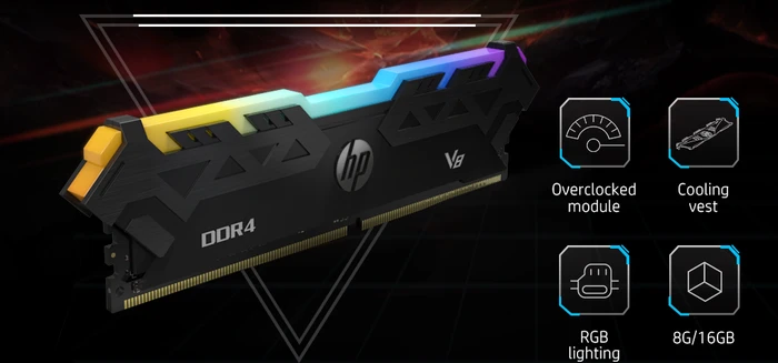 HP V8 Series RGB UDIMM 8GB, DDR4-3000, CL16-18-18-36, 1RX8