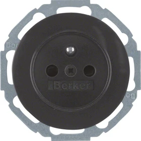 Berker Serie R.classic Steckdose mit Schutzkontaktstift, schwarz glänzend