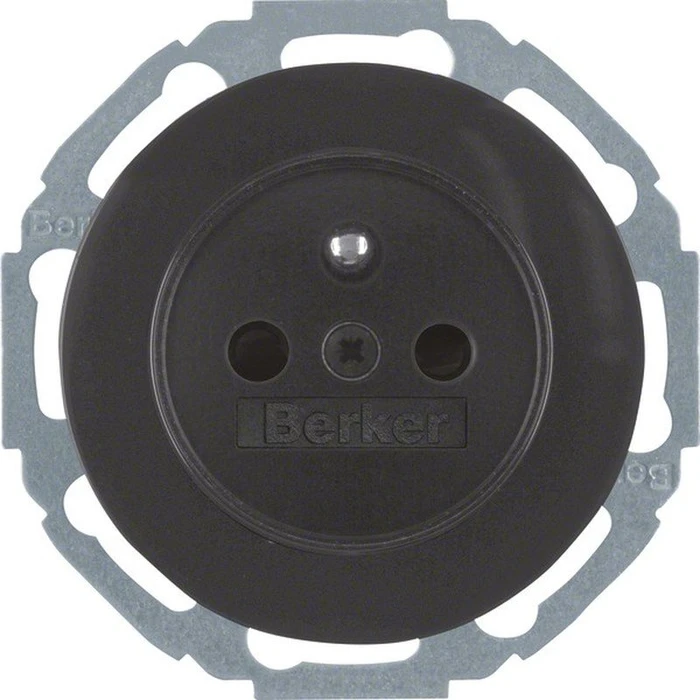Berker Serie R.classic Steckdose mit Schutzkontaktstift, schwarz glänzend