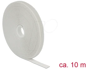DeLOCK Klettband auf Rolle, 13mm, 10m, grau