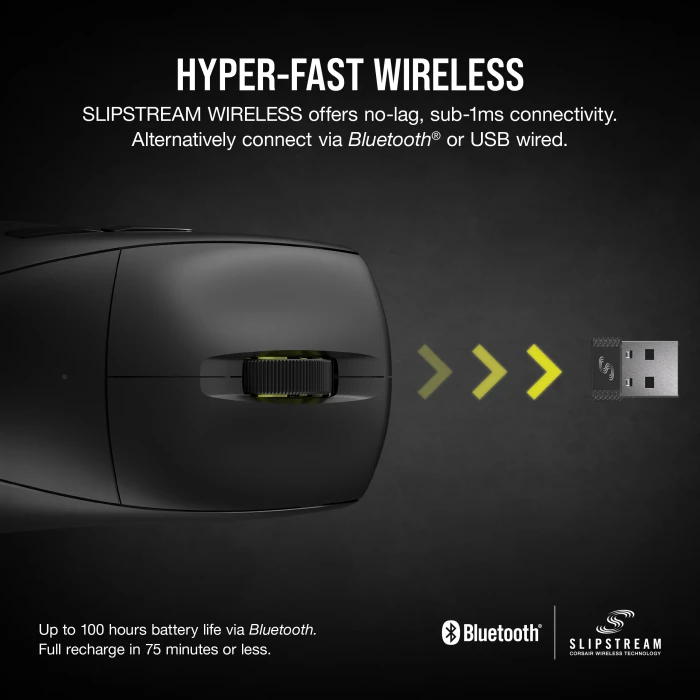 Corsair M75 AIR Ultra-Lightweight Wireless Gaming Mouse, schwarz, USB/Bluetooth