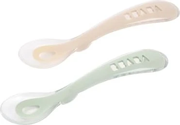 Beaba Kinderlöffel zweites Lebensjahr velvet grey/sage green, 2 Stück