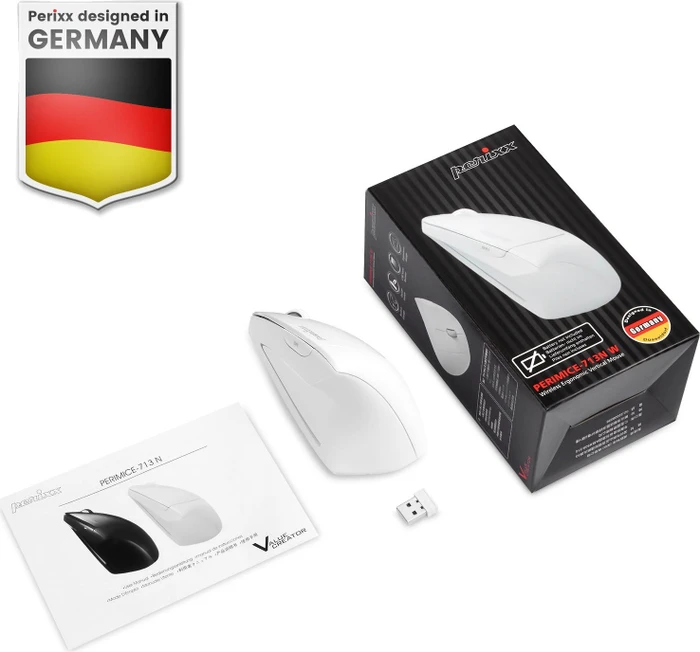 Perixx PERIMICE-713, weiß, vertikal, Rechtshänder, USB