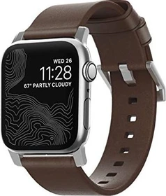 Nomad Modern Strap Silver Hardware für Apple Watch 38mm/40mm braun