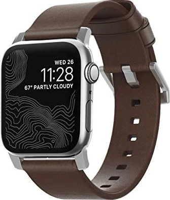 Nomad Modern Strap Silver Hardware für Apple Watch 38mm/40mm braun