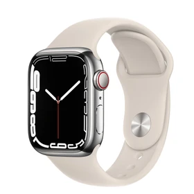 Apple Watch Series 7 (GPS + Cellular) 41mm Edelstahl silber mit Sportarmband Polarstern