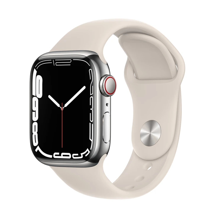 Apple Watch Series 7 (GPS + Cellular) 41mm Edelstahl silber mit Sportarmband Polarstern