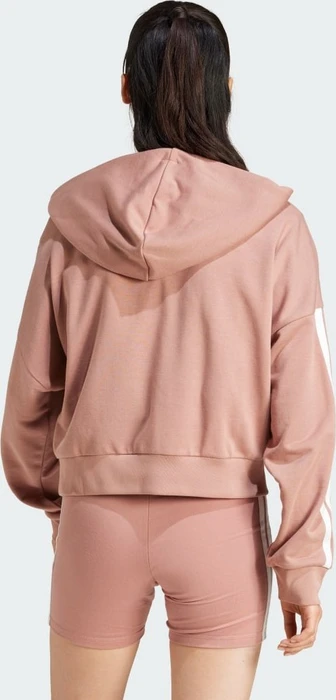 adidas Essentials 3-Streifen French Terry Quarter-Zip Hoodie warm clay/white (Damen)