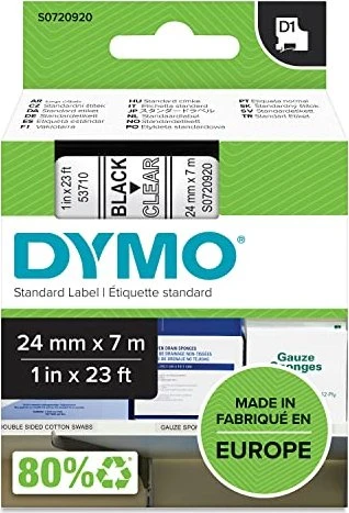DYMO Band D1 24mm x 7m schwarz/transparent (S0720920) Image