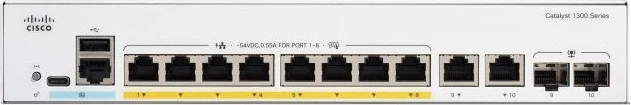 Cisco Catalyst 1300 Rackmount Gigabit Managed Switch, 8x RJ-45, 2x RJ-45/SFP, 67W PoE+
