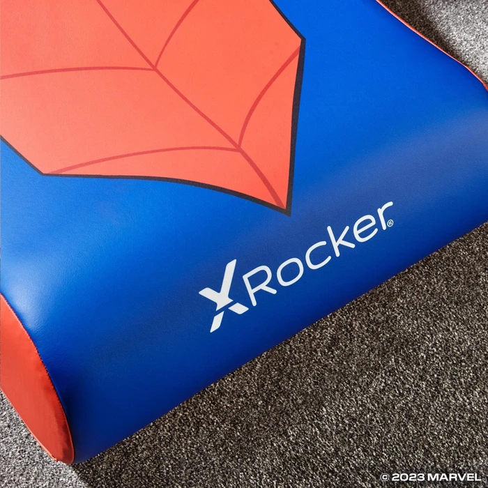 X Rocker Marvel Icon Video Rocker Gaming Bodensessel für Kinder/Jugendliche, Spider-Man rot/blau