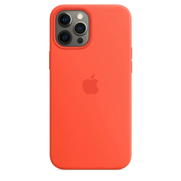 Apple Silikon Case mit MagSafe für iPhone 12 Pro Max leuchtorange
