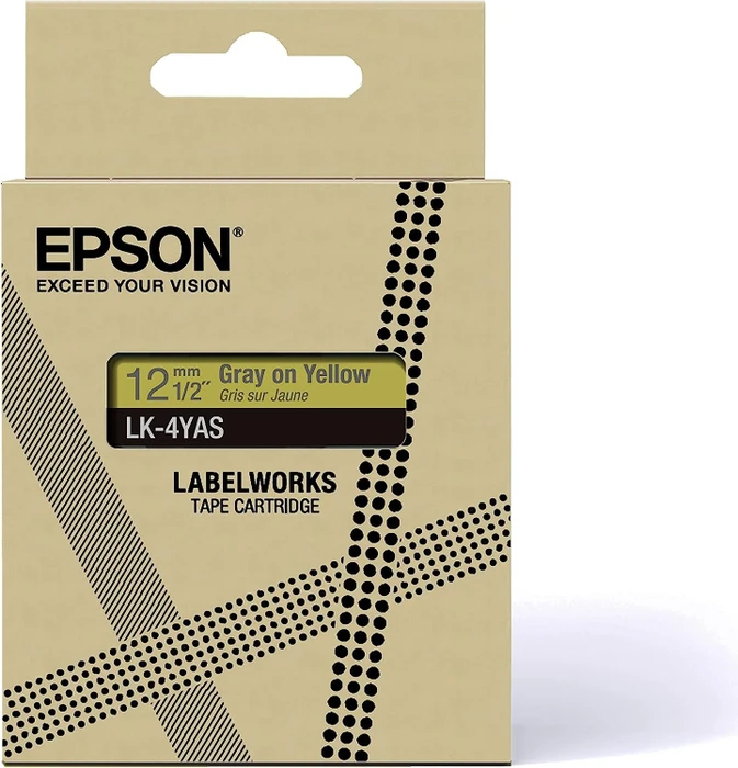 Epson LK-4YAS Beschriftungsband, 12mm, grau/gelb