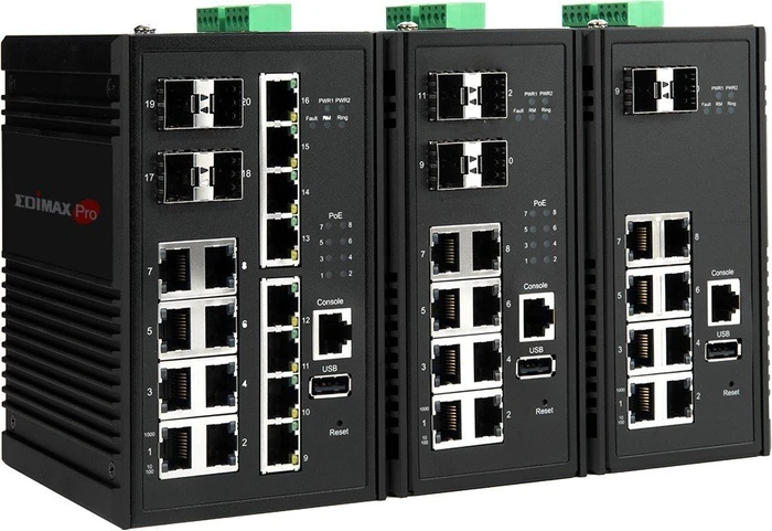 Edimax Pro IGS-5 Industrial Railmount Gigabit Managed Switch, 16x RJ-45, 4x SFP, 240W PoE+