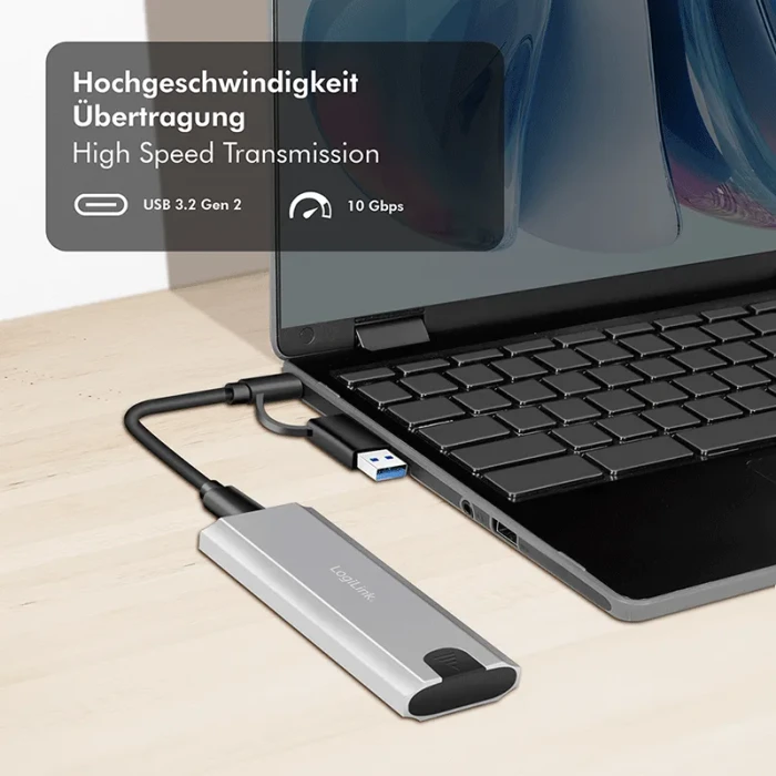 LogiLink externes Gehäuse, M.2 NVMe SSD, USB-C 3.1