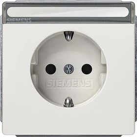 Siemens DELTA style Schuko-Steckdose mit Beschriftungsfeld, titanweiß