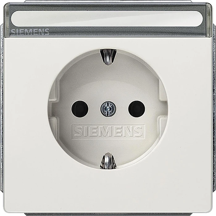 Siemens DELTA style Schuko-Steckdose mit Beschriftungsfeld, titanweiß