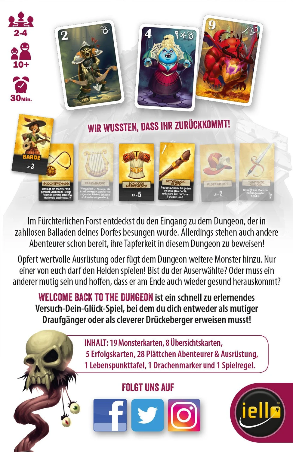 IELLO Welcome Back To The Dungeon – Minispiele Kartenspiel (Französische Version)