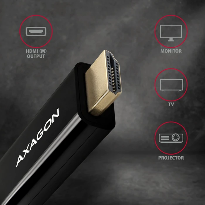 Axagon Mini DisplayPort 1.2/HDMI 1.4b Adapterkabel schwarz, 1.80m