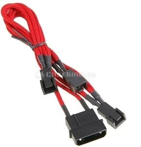 BitFenix Molex auf 3-Pin Adapter, sleeved, 20cm, rot