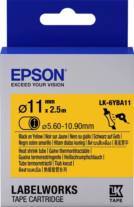 Epson LK-6YBA11 Schrumpfschlauch, 11mm, schwarz/gelb