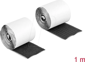 DeLOCK Klettband selbstklebend, mit Haft- und Flauschband, 50mm, 1m, schwarz