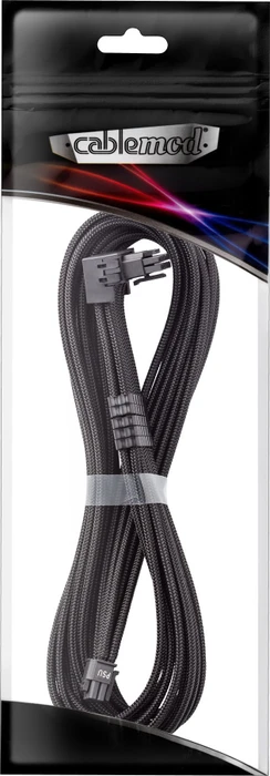 CableMod Universal Pro ModMesh, 12V-2x6 Kabel, StealthSense, natives 12V-2x6 Kabel, 1x 16-Pin PCIe 5.1 Stecker auf 16-Pin PCIe 5.1 Stecker, 90°, Variante B, schwarz, 60cm