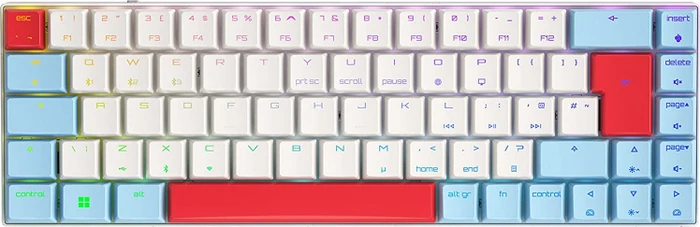 Cherry MX-LP 2.1 Compact Wireless, weiß/hellblau/rot, MX LOW PROFILE RGB SPEED, USB/Bluetooth, UK