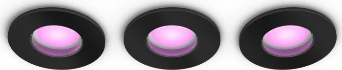 Philips Hue White and Color Ambiance Xamento Einbauleuchte rund schwarz, 3 Stück