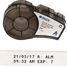 Brady Polypropylene Laboratory Labels Beschriftungsband, 19.1mm, schwarz/weiß