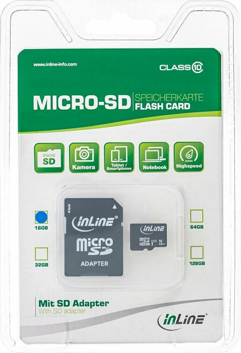 InLine R45/W12 16GB Kit, UHS-I U1, Class 10