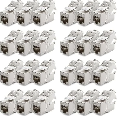 deleyCON Keystone Modul RJ-45 Buchse via Verlegekabel, Cat6a, STP, 24er-Pack
