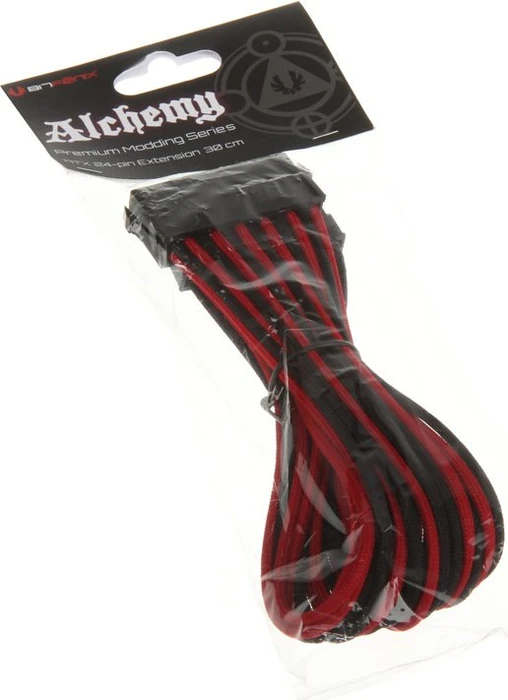 BitFenix Alchemy 24-Pin ATX Verlängerung 30cm, sleeved rot/schwarz