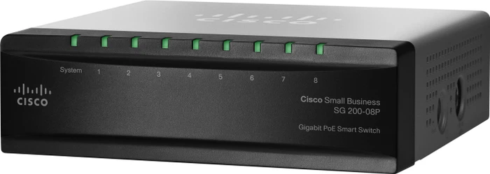 Cisco SG200 Desktop Gigabit Smart Switch, 8x RJ-45, 32W PoE