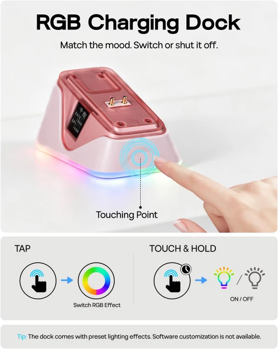 Epomaker Nex Lite Wireless Gaming Mouse mit Ladestation, rosa, USB/Bluetooth